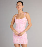 Hannah Sequin Lace-Up Bodycon Mini Dress